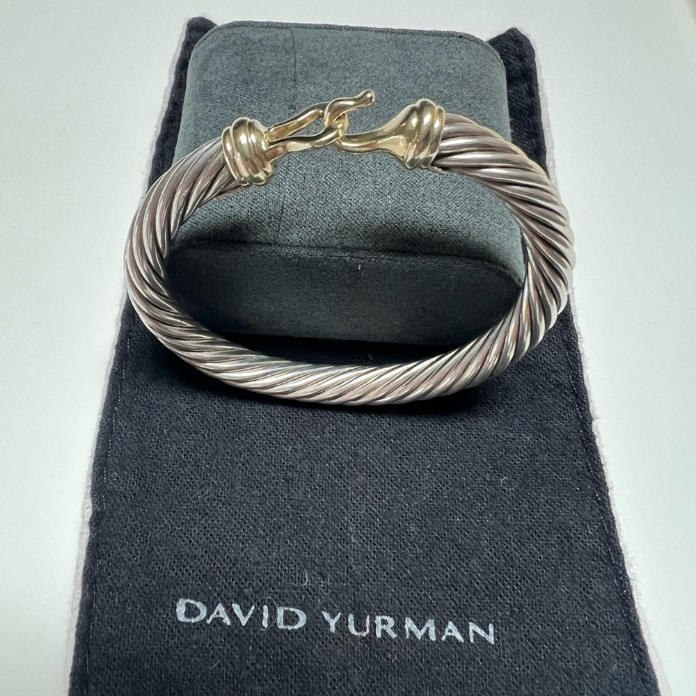 David Yurman Sterling Silver & 14 k gold, Two-Tone Cable Bracelet. Almost new!